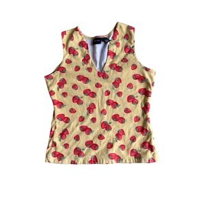 Y2K Xhilaration Strawberry Tank Womens M Cotton VNeck Cottagecore Fairy Granola